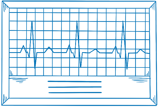 Blue heart monitor illustration